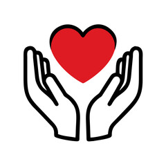 Obraz premium Hands holding heart on transparent background for web and graphic design