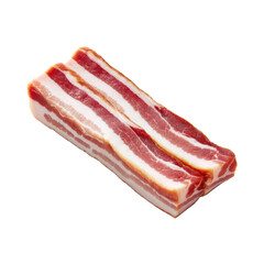 Fresh Raw Bacon Strips with Distinct Layering of Meat and Fat on a Light Background Transparent background or png