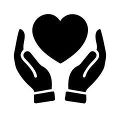 Obraz premium Silhouette heart in protective hands on transparent background for web and graphic design