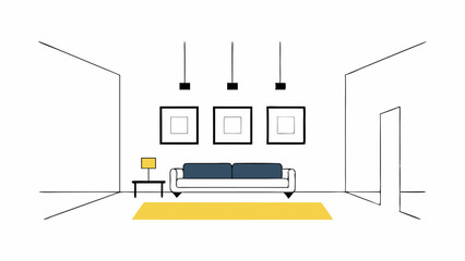 Minimalist Living Room Interior Design Sketch