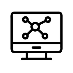 Silhouette molecule on monitor on transparent background for web and graphic design