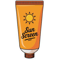 Sun screen orange package vector isolated white background