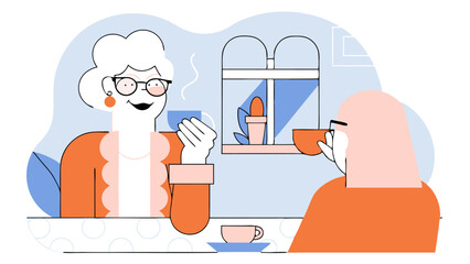 Senior Women Enjoying Coffee Together