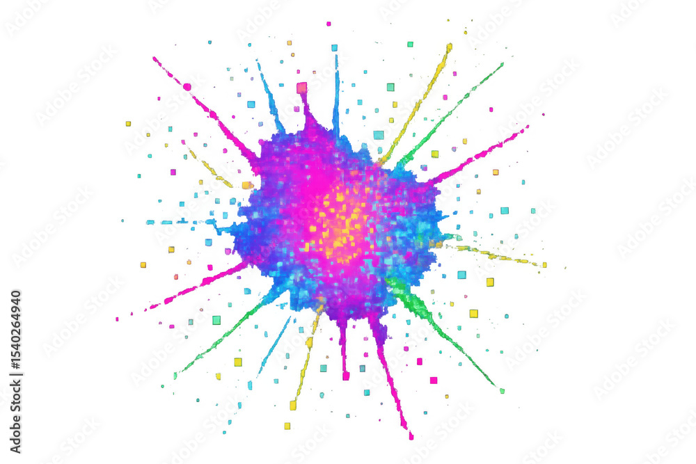 Poster vibrant colors exploding in a dynamic splash, creating an energetic and artistic effect on transpare
