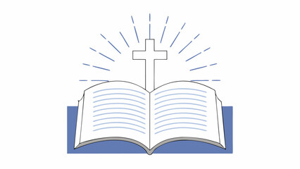 Open Bible with Glowing Cross