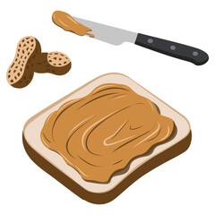 Peanut butter sandwich slice vector isolated white background
