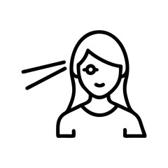 Winking Woman Face Icon – Minimal Black Line Female Avatar Symbol with Wink and Smile on White Background for Social Media, UI, Reactions, Chat, and Emoji Concepts