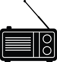 Retro Radio Silhouette Vector with Solid Black Fill