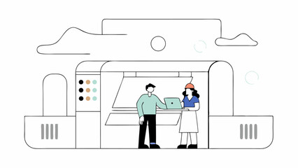 Technicians Working on Industrial Machine