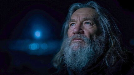 Powerful cinematic portrait of Abraham, the biblical patriarch, embodying faith and divine covenant in a dramatic Old Testament setting.