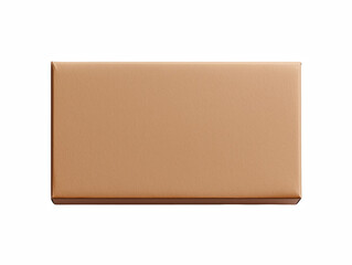 Plain rectangular cardboard box, closed and viewed from top down, minimal packaging mockup, isolated on transparent background.