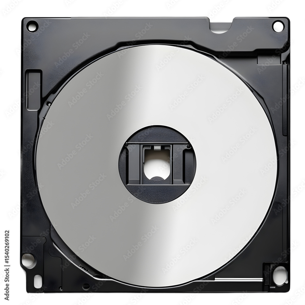 Poster A black floppy disk for old computers, isolated on a empty plain background