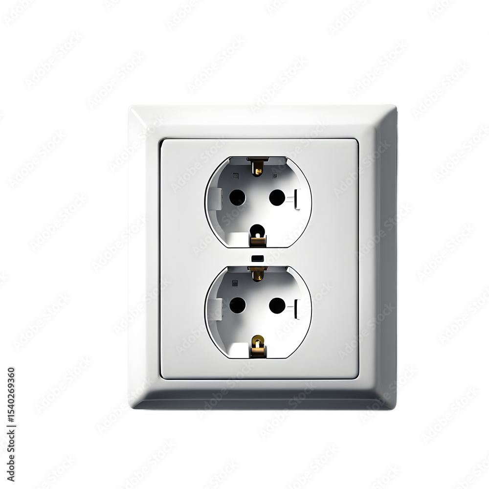 Poster a european-style electrical wall socket, isolated on a empty plain background