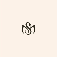 SM concept logo vector with swan shape