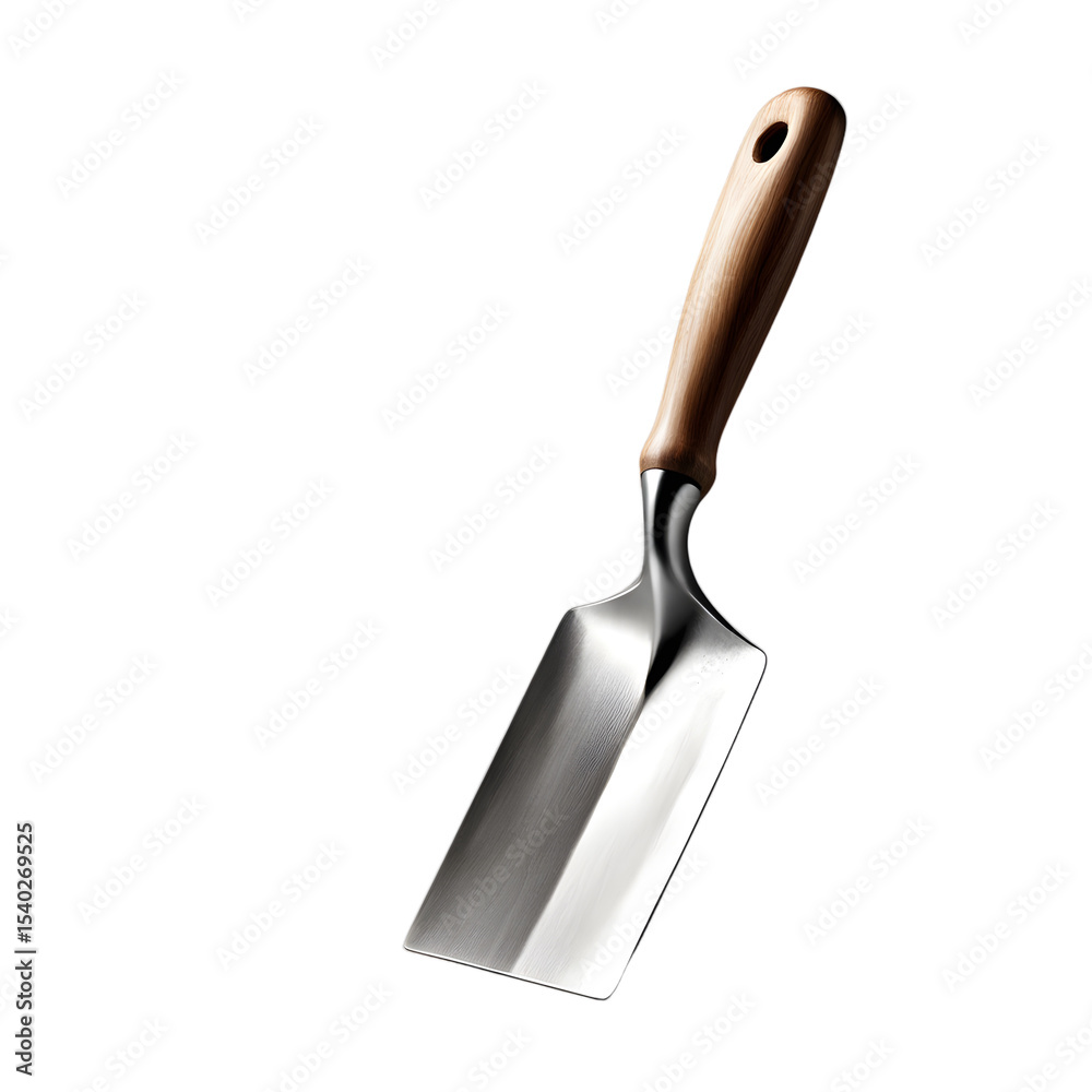 Poster a mason's trowel with wooden handle, isolated on a empty plain background