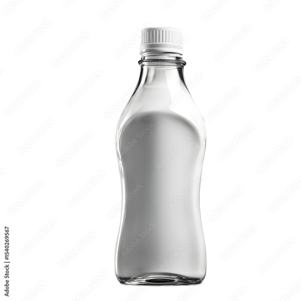 Poster a bottle neck for pouring liquids, with visible threads, isolated on a empty plain background