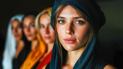 Portrait of a Christian woman with peaceful expression, embodying faith, spirituality, devotion, and grace in soft natural light.