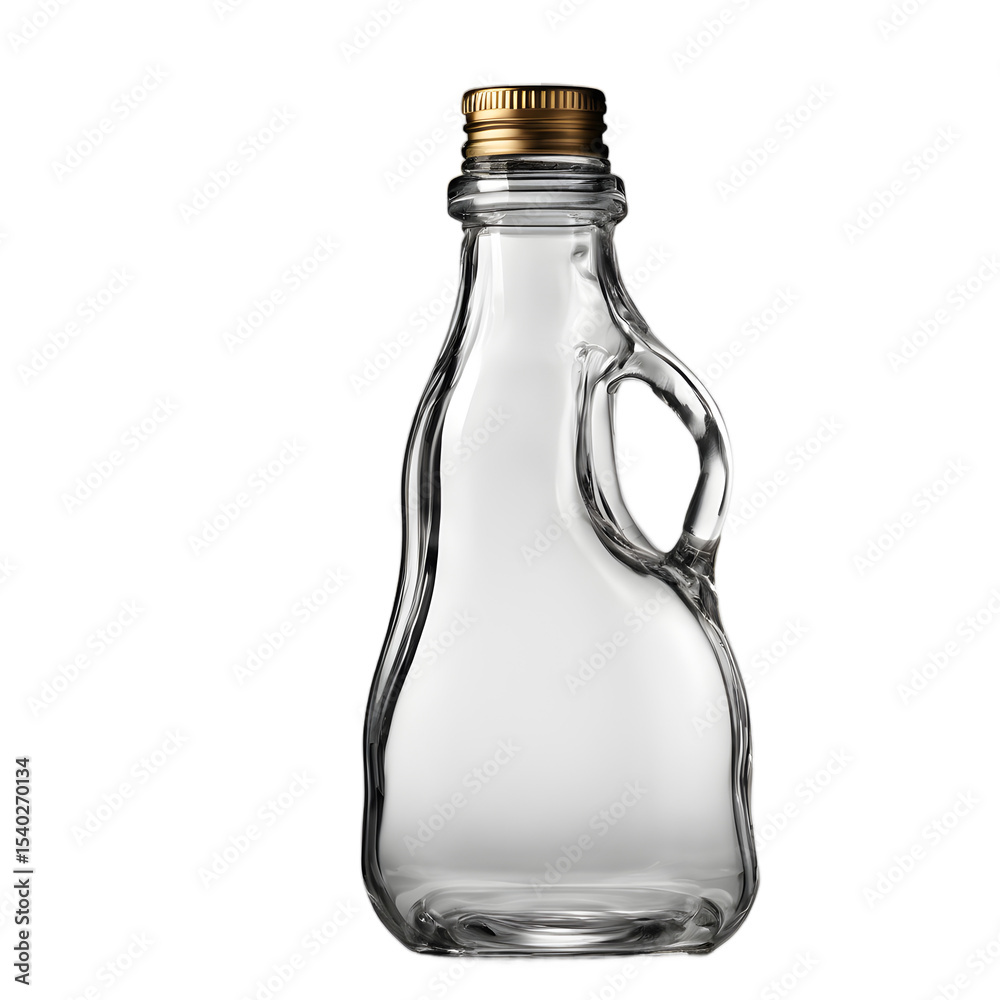 Poster a bottle neck for pouring liquids, with visible threads, isolated on a empty plain background