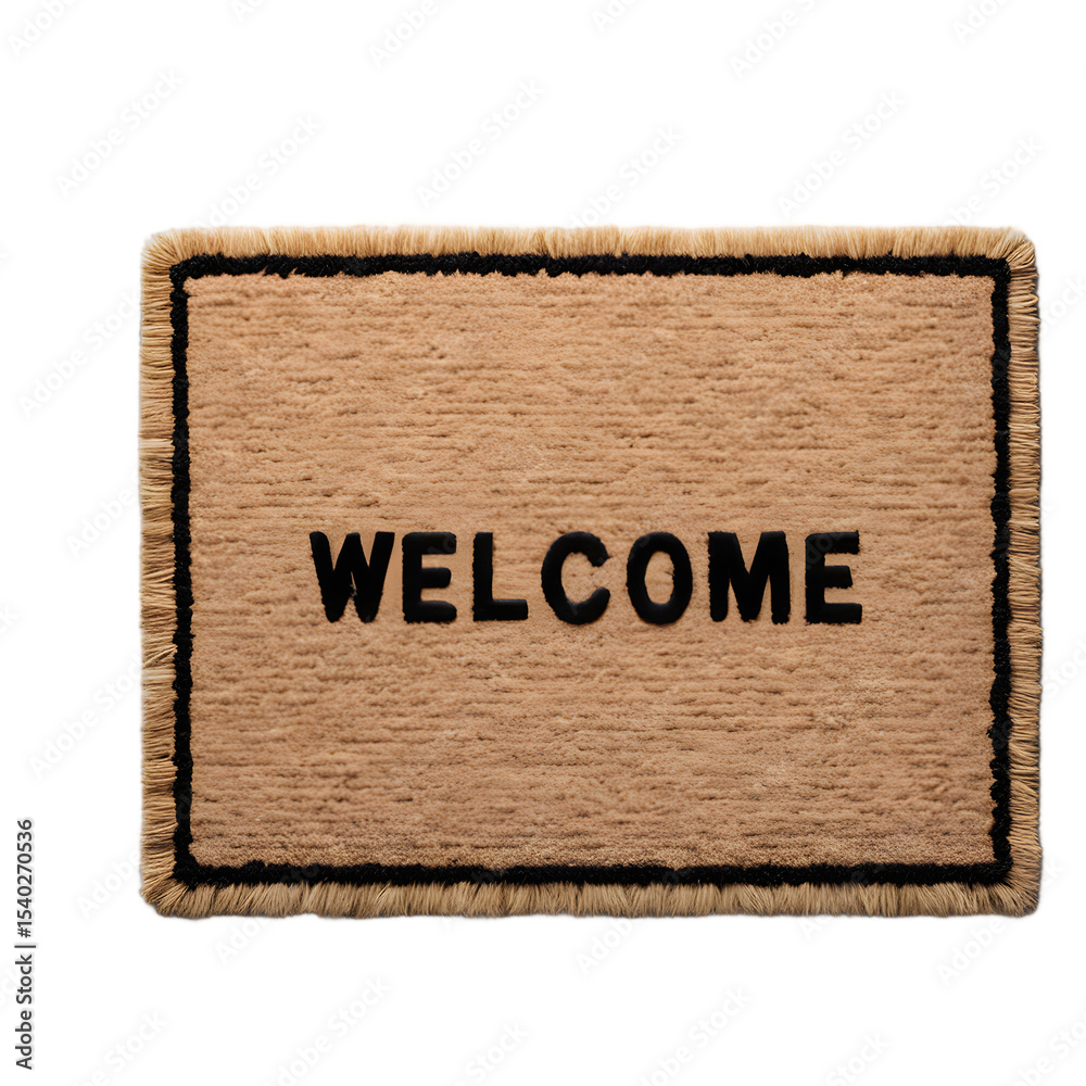 Poster A doormat with bristles and welcome sign, isolated on a empty plain background