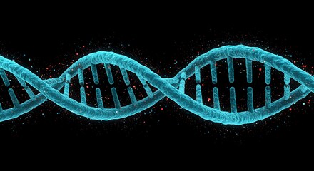 Blue helix DNA strand, a molecular biology illustration representing genetic research and biotechnology