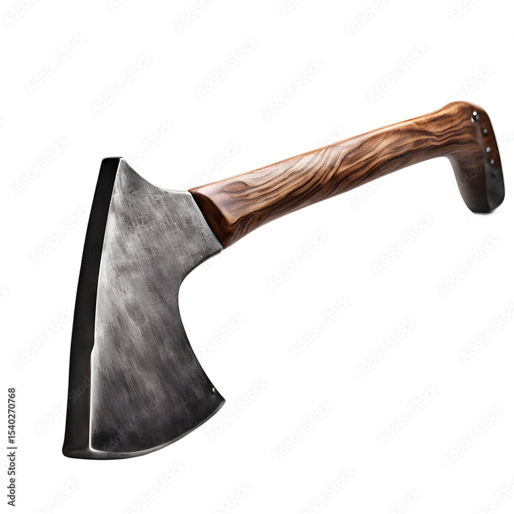 Poster a heavy metal axe with wooden handle, isolated on a empty plain background
