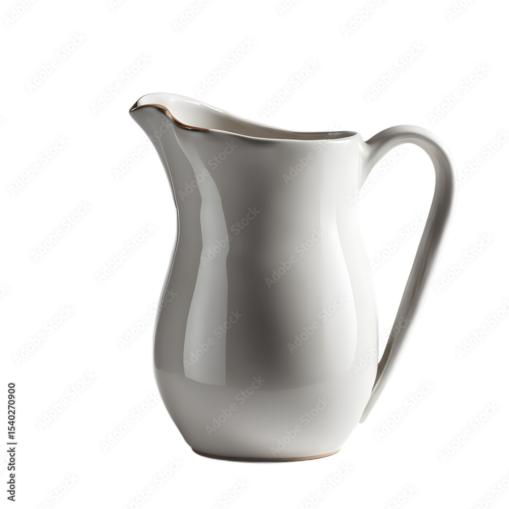 Aufkleber a ceramic water pitcher with handle and spout, isolated on a empty plain background