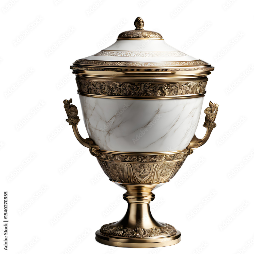 Aufkleber a funerary urn with decorative lid, isolated on a empty plain background