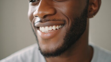 Obraz premium Close-up of smiling african adult male with beard and earring.
