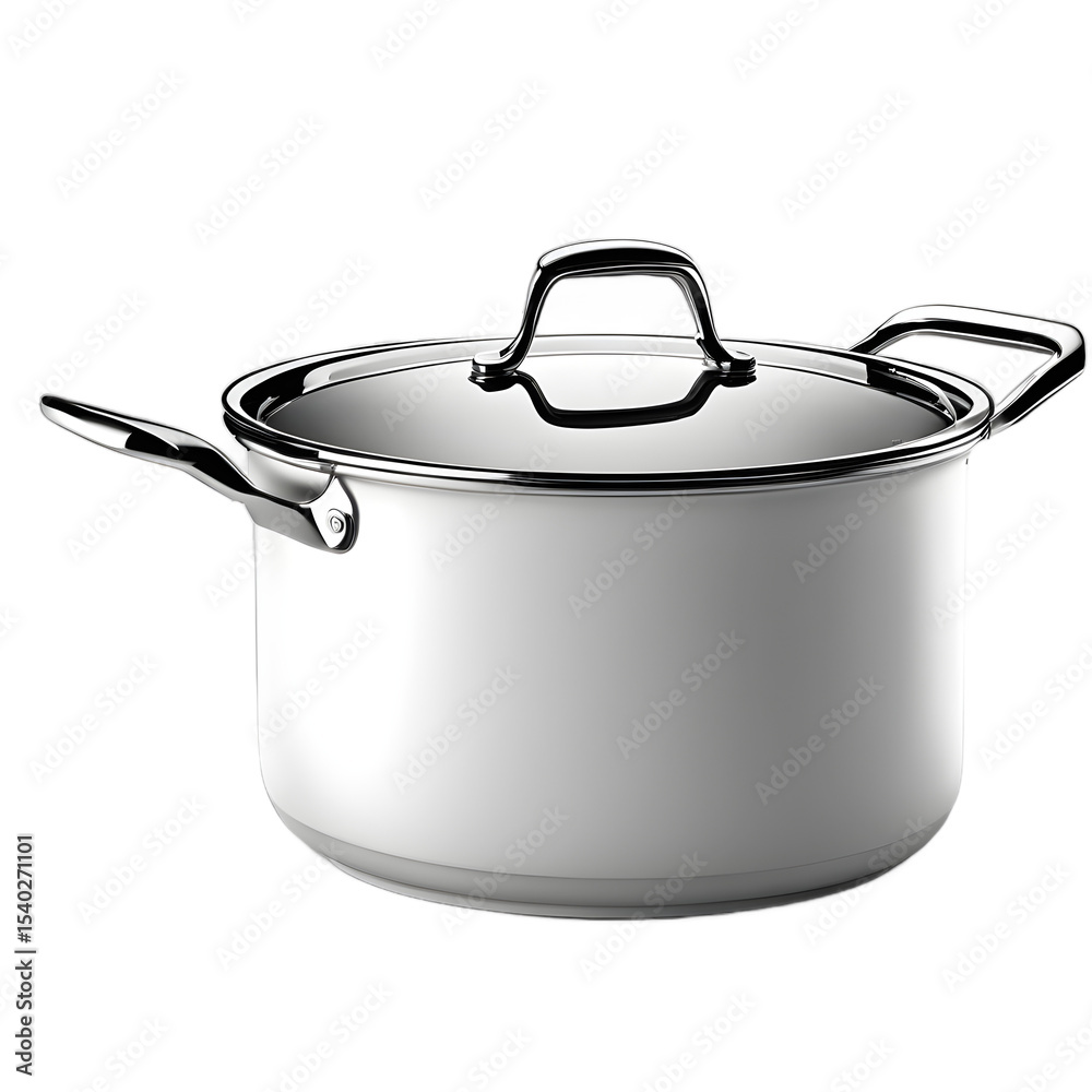 Aufkleber A medium-sized saucepan with lid and handle, isolated on a empty plain background