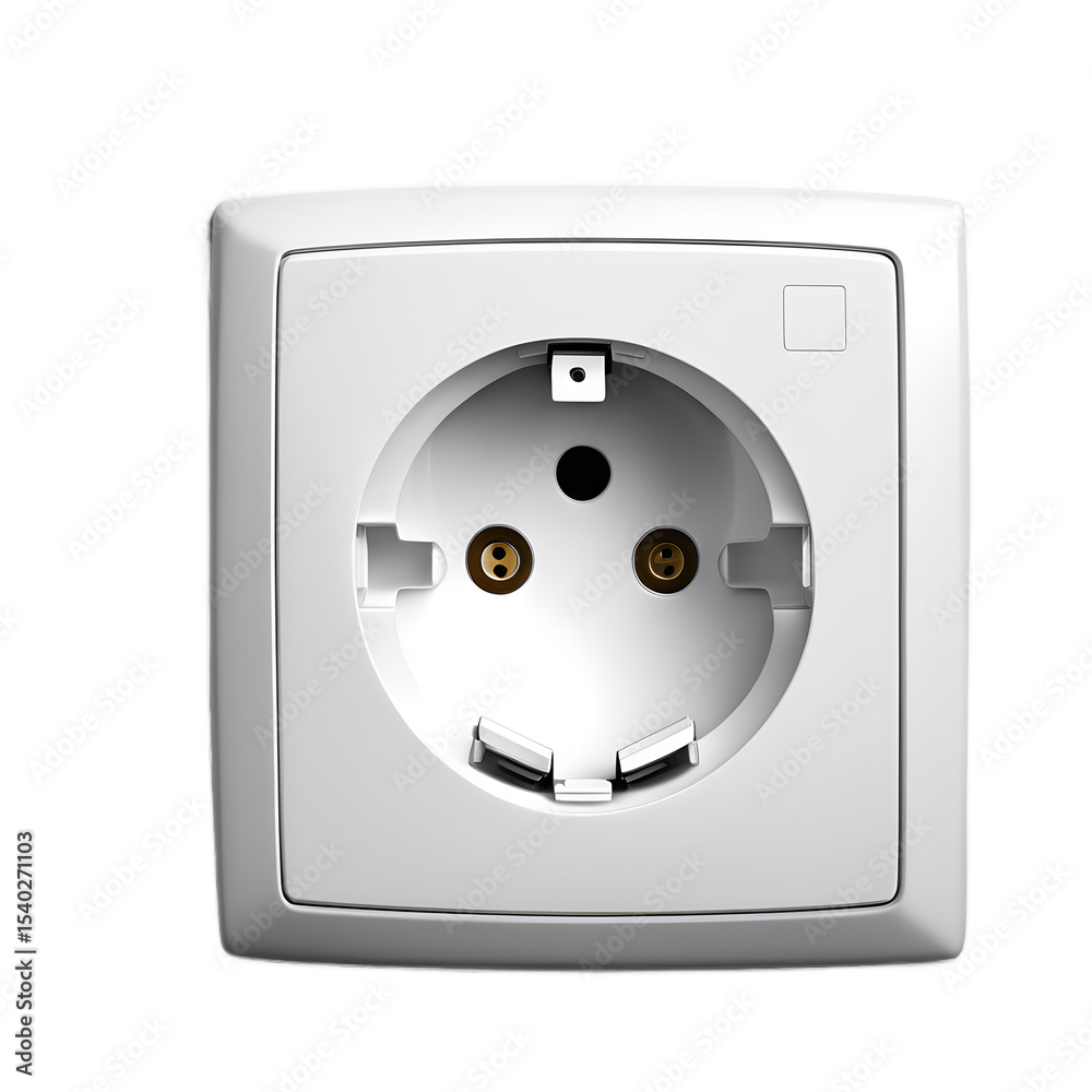 Poster a european-style electrical wall socket, isolated on a empty plain background