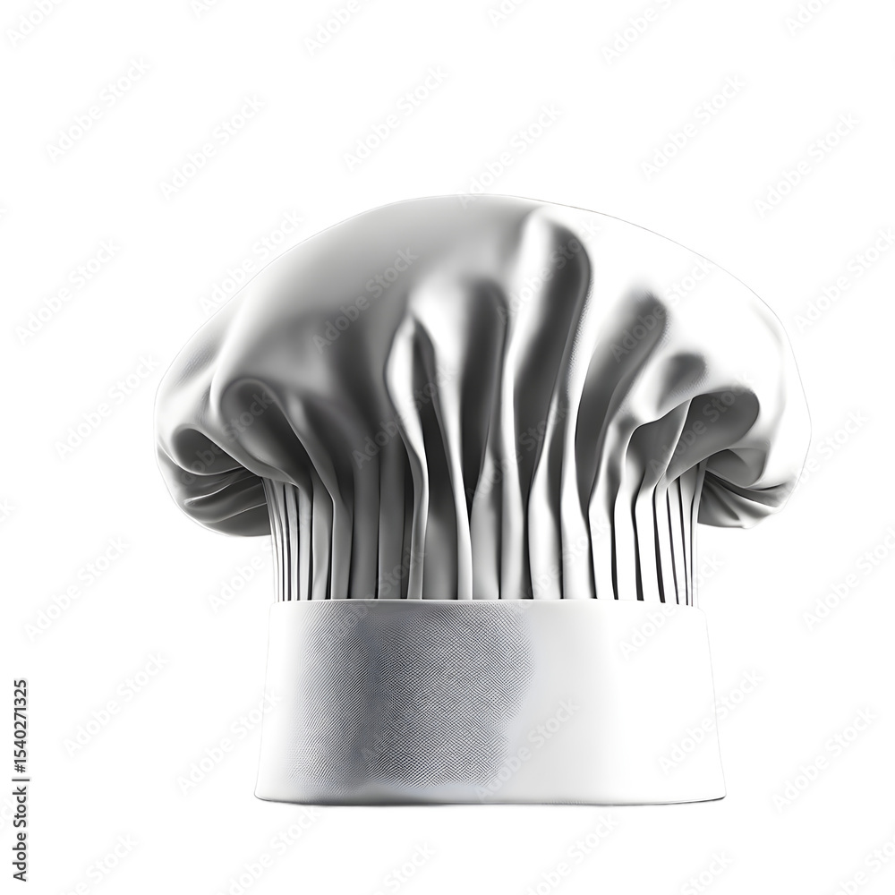 Poster a chef’s toque with pleats, standing upright, isolated on a empty plain background