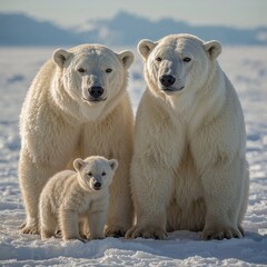 Majestic Polar Bear family in Arctic Wilderness  Powerful Wildlife Close-Up for Climate Awareness , wild life photography , photo ,image , nature photography  , wild life , animal photography