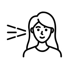 Line Art Icon of Woman Undergoing Eye Scan with Smart Glasses Technology – Facial Recognition and Augmented Reality Concept in Minimalist Style