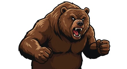 vector art line of angry bear face with fire effect and siluet effect suitable for mockup and logo product of team isolated white background