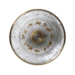 Celestial Zodiac Wheel Ornate Gold and Marble Design on Green Screen