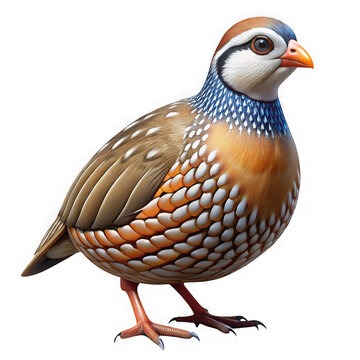 Colorful chukar partridge bird isolated on transparent background