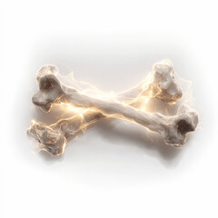 Glowing Crossbones Mystical Skeletal Remains with Golden Energy