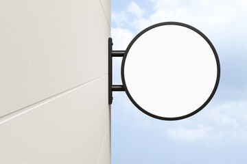 Metal Light box signboard. Light box Mockup made were installed next to the  wall for logo template. 3D Render.
