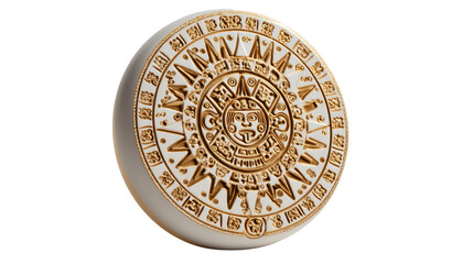 Aztec Sun Stone: A detailed depiction of an Aztec sun stone, showcasing intricate carvings and symbolism, set against a background, capturing the essence of ancient Mesoamerican art and cosmology.