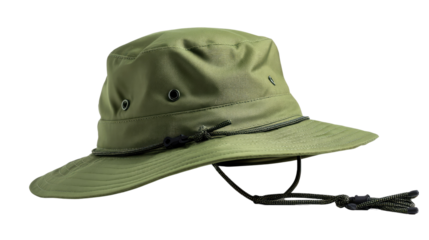 Olive Drab Outdoor Hat: a detailed capture of a olive drab hat in isolated setting, shows the unique design of a sun hat.