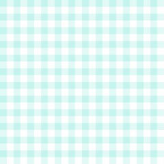 Mint teal gingham seamless pattern with soft white check design