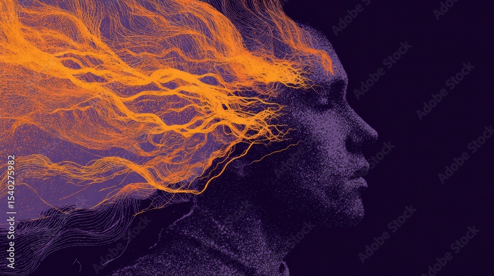 Poster Stylized Representation of Emotional Turmoil Shown Through Exploding Lines Symbolizing Anxiety and Stress
