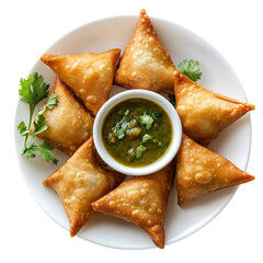 Samosa, samsa or somsa is a triangular fried cake. The filling is boiled potatoes seasoned with spices mixed with peas, onions, cilantro, and sometimes paneer. This snack is popular in Central Asia, S