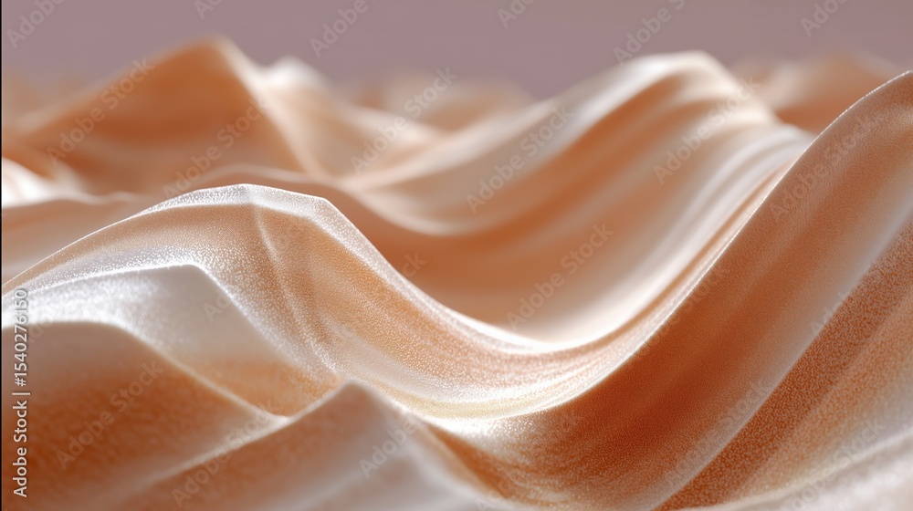 Poster textured waves of fabric flowing in warm tones create a dynamic visual experience in soft lighting