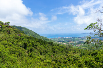 A panoramic view of the seaside in Yalong Bay, Sanya City, Hainan Province, China