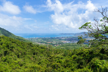 A panoramic view of the seaside in Yalong Bay, Sanya City, Hainan Province, China