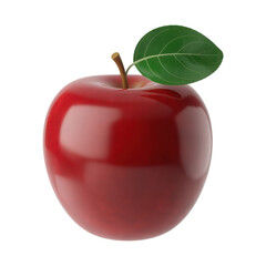 Red apple with leaf isolated on transparent background