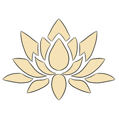 Elegant Cream-Colored Lotus Flower Illustration Simple Line Art Design