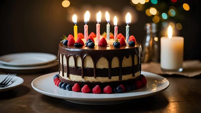 birthday cake with candles