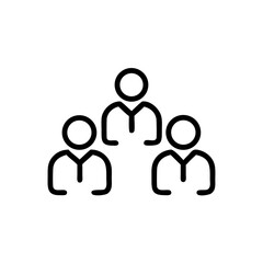 Minimal Line Art Icon of Team Structure with Three Connected People &ndash; Human Resource Management and Organizational Hierarchy Concept on White Background